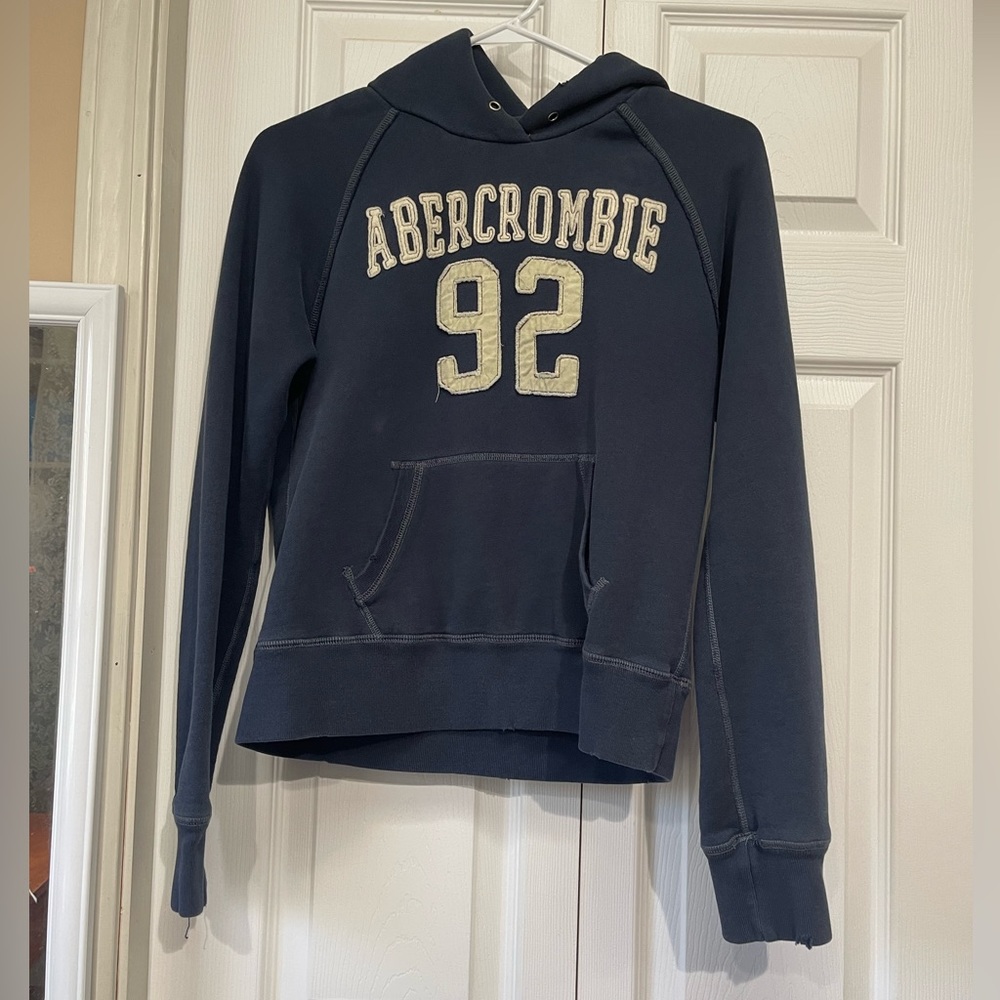 Y2K Abercrombie & Fitch navy distressed hoodie